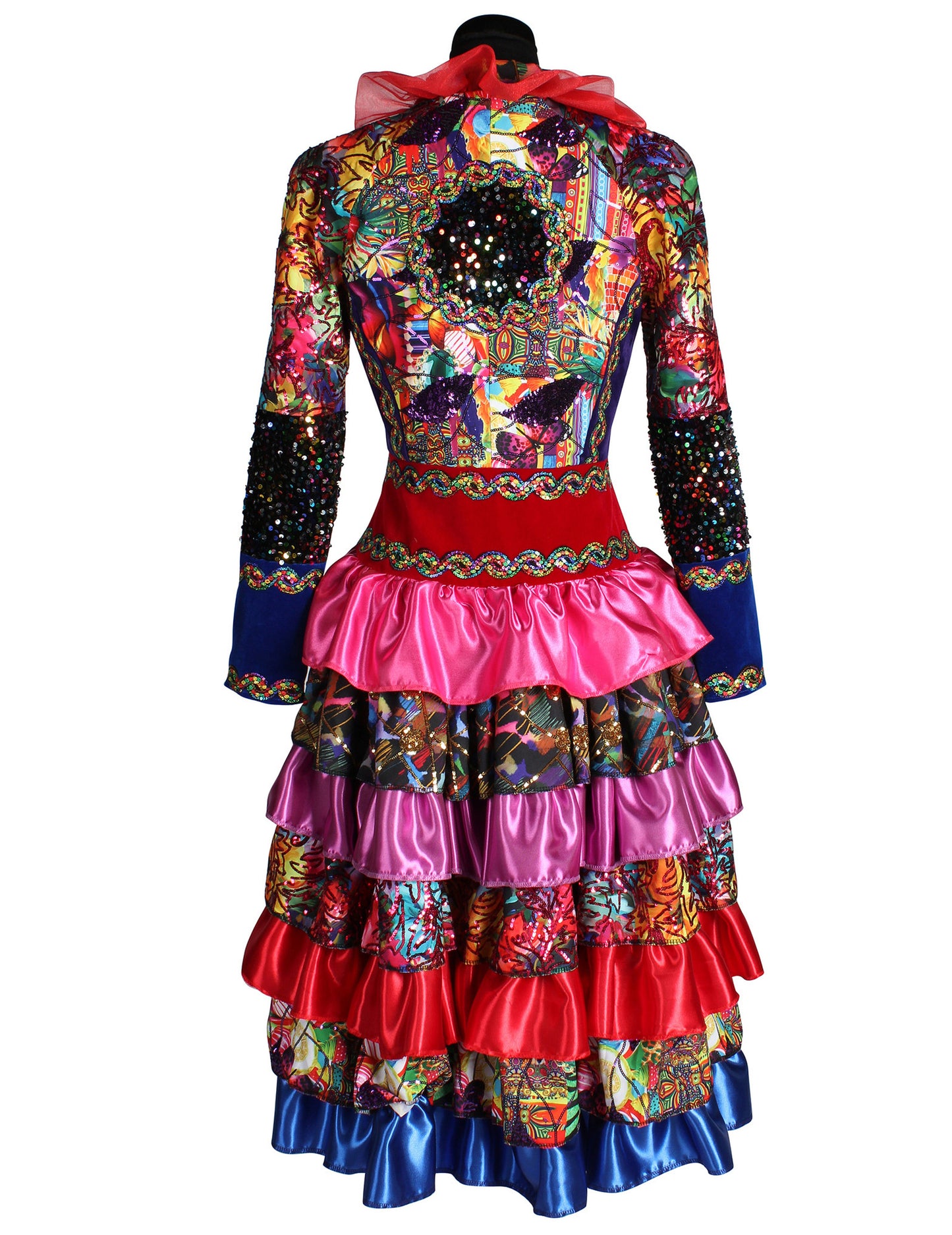 Prémium minőségű, színes női hosszú kabát Fiesta Karnevál stílusban 