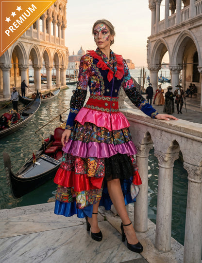 Luxus, többszínű, Fiesta Carnival stílusú női karneváli kabát