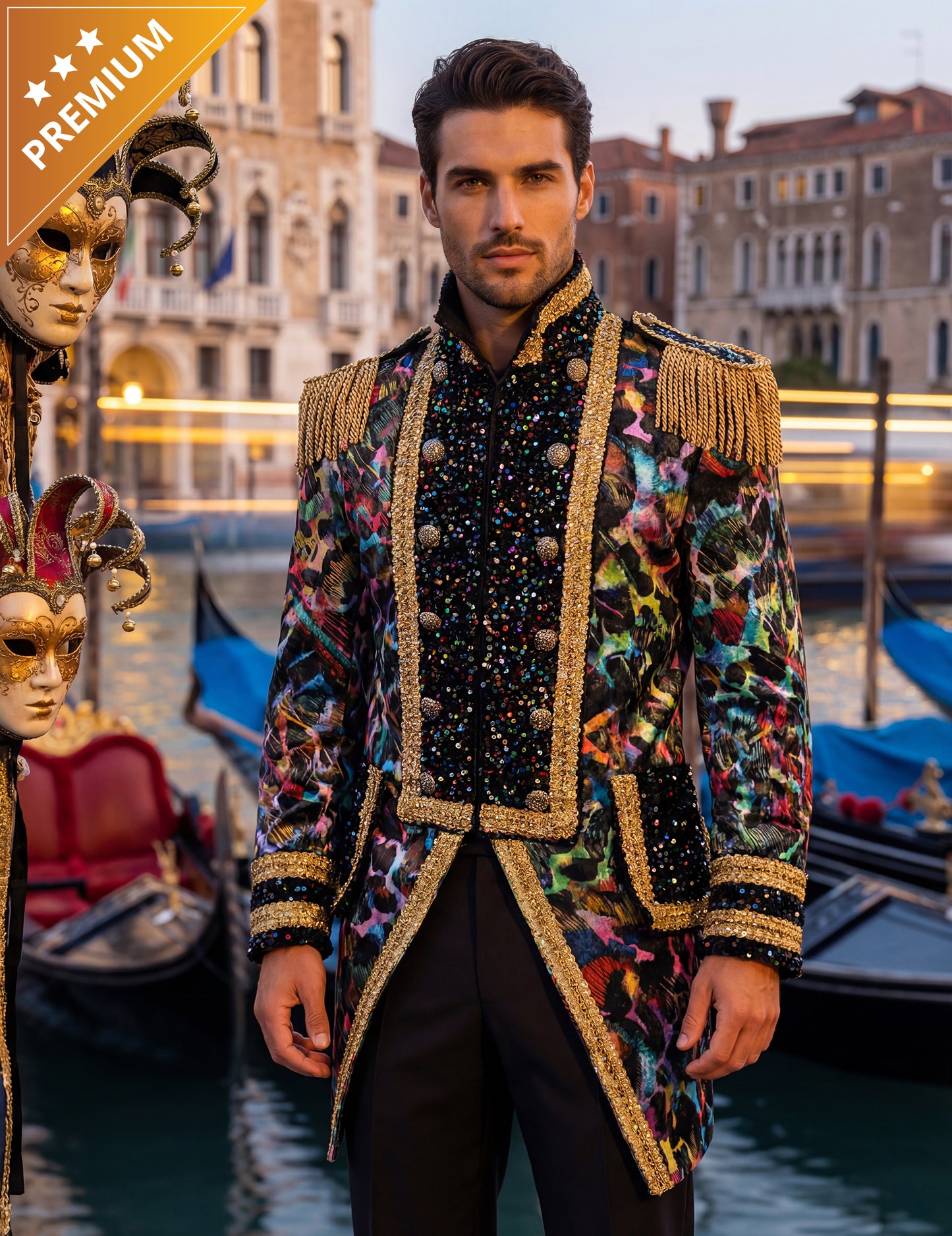 Luxus férfi karneváli dzseki neon színekben