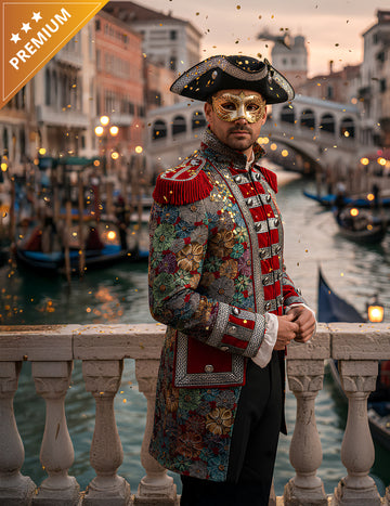 Férfi luxus virágmintás karneváli dzseki