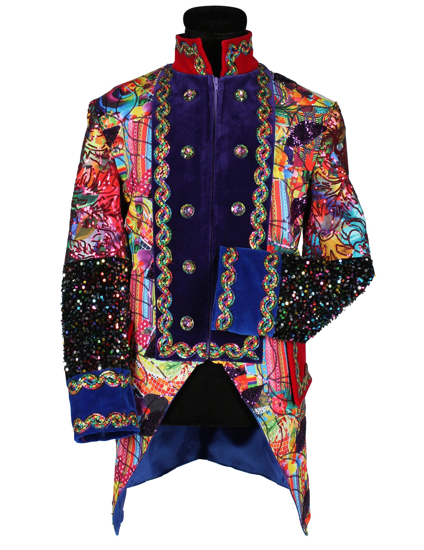 Exkluzív, többszínű, Fiesta Carnival stílusú férfi karneváli dzseki