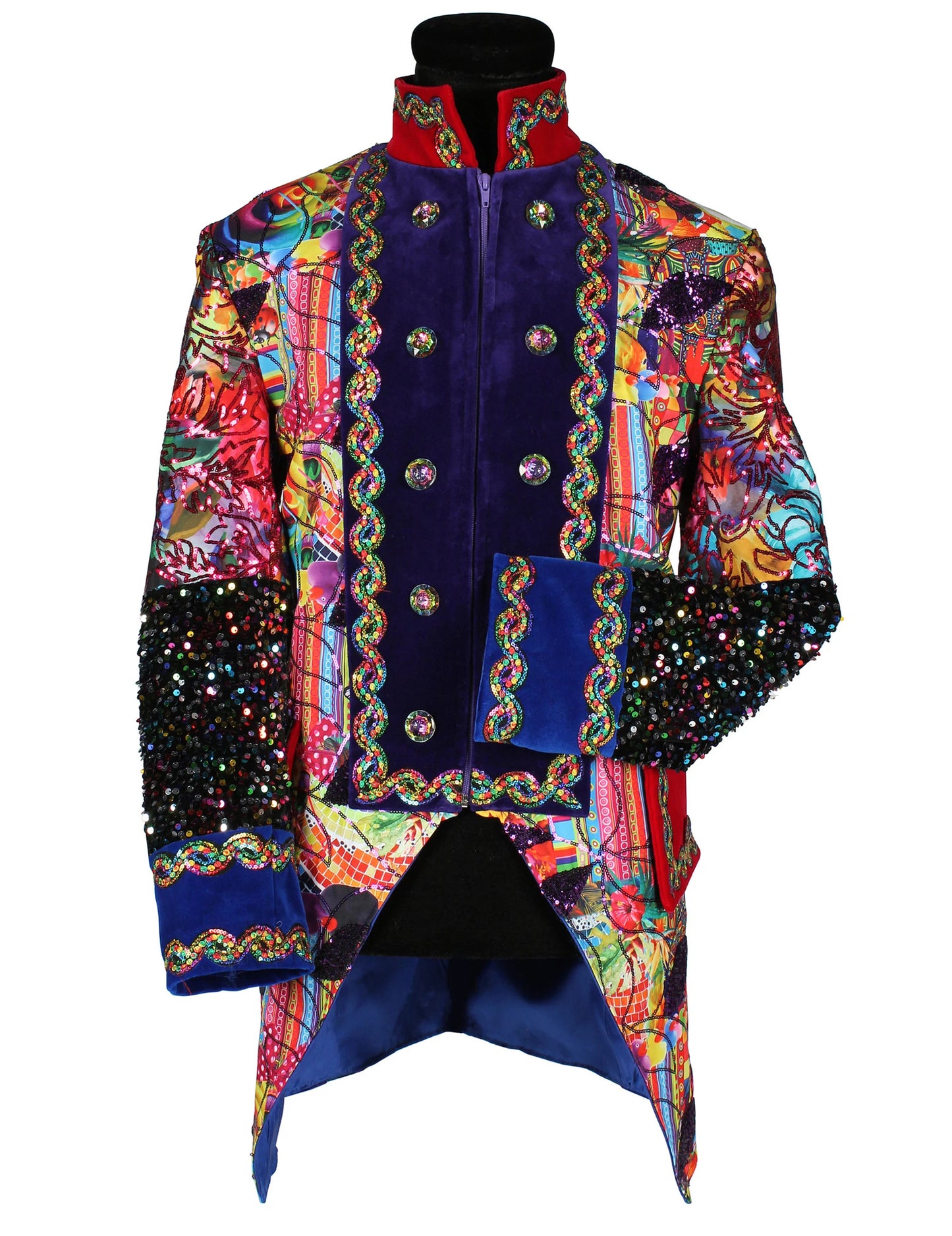 Exkluzív, többszínű, Fiesta Carnival stílusú férfi karneváli dzseki