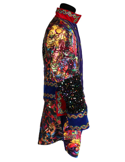 Exkluzív, többszínű, Fiesta Carnival stílusú férfi karneváli dzseki