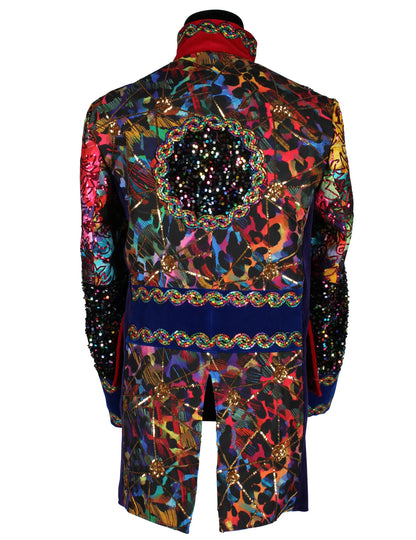 Exkluzív, többszínű, Fiesta Carnival stílusú férfi karneváli dzseki