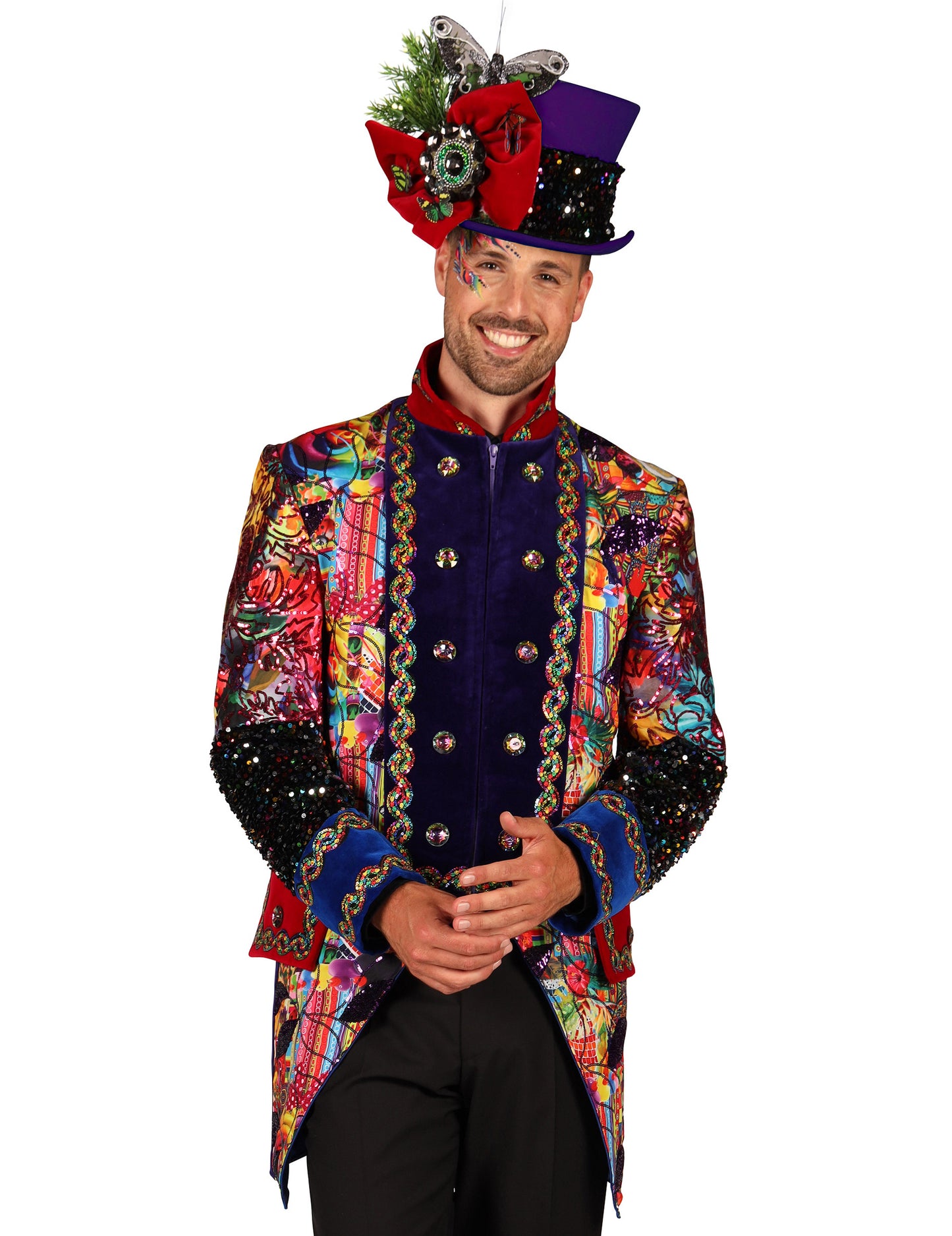 Exkluzív, többszínű, Fiesta Carnival stílusú férfi karneváli dzseki