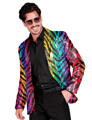 Felnőtt szivárvány tigris flitter öltöny kabát