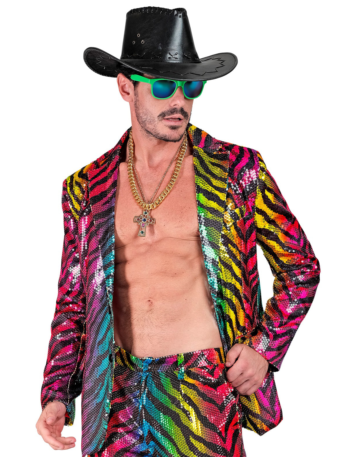 Felnőtt szivárvány tigris flitter öltöny kabát