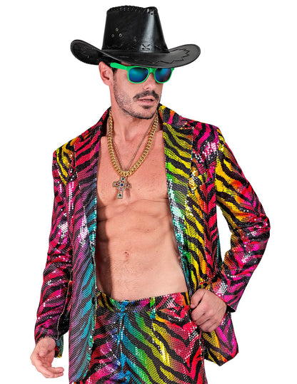 Felnőtt szivárvány tigris flitter öltöny kabát