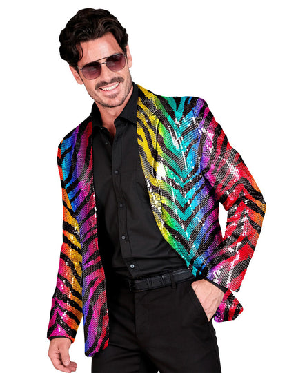 Felnőtt szivárvány tigris flitter öltöny kabát