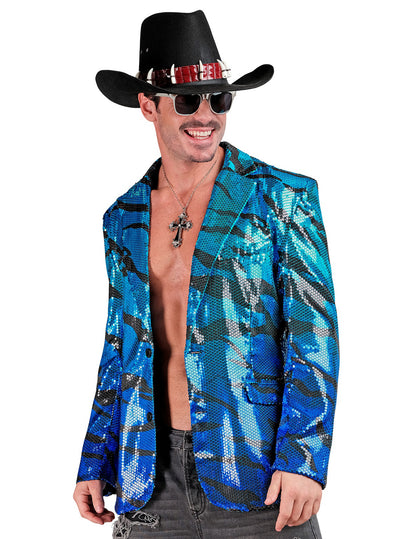 Felnőtt kék hullám flitter öltöny kabát