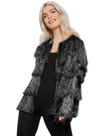 Fekete rojtos fesztiválkabát 