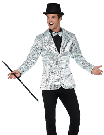 Veste disco à sequins luxe pour homme argent