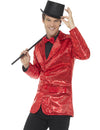 Veste disco luxe pour homme rouge à sequins