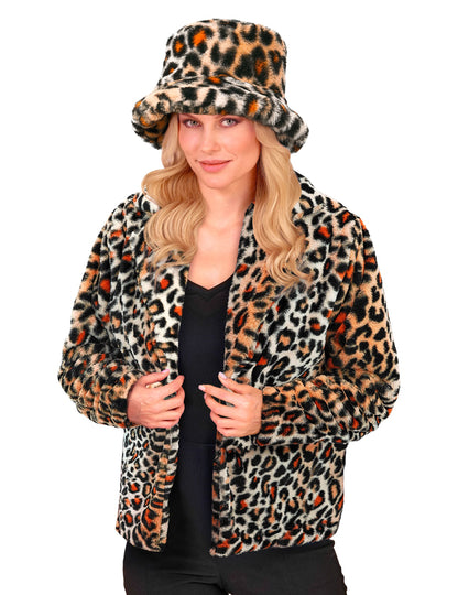 Női leopárd plüss kabát jelmez 