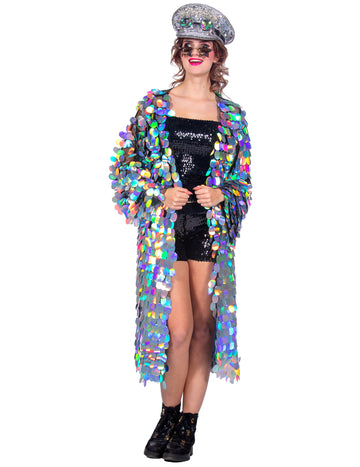 Luxus női hosszú kabát nagy flitterekkel