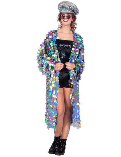 Luxus női hosszú kabát nagy flitterekkel