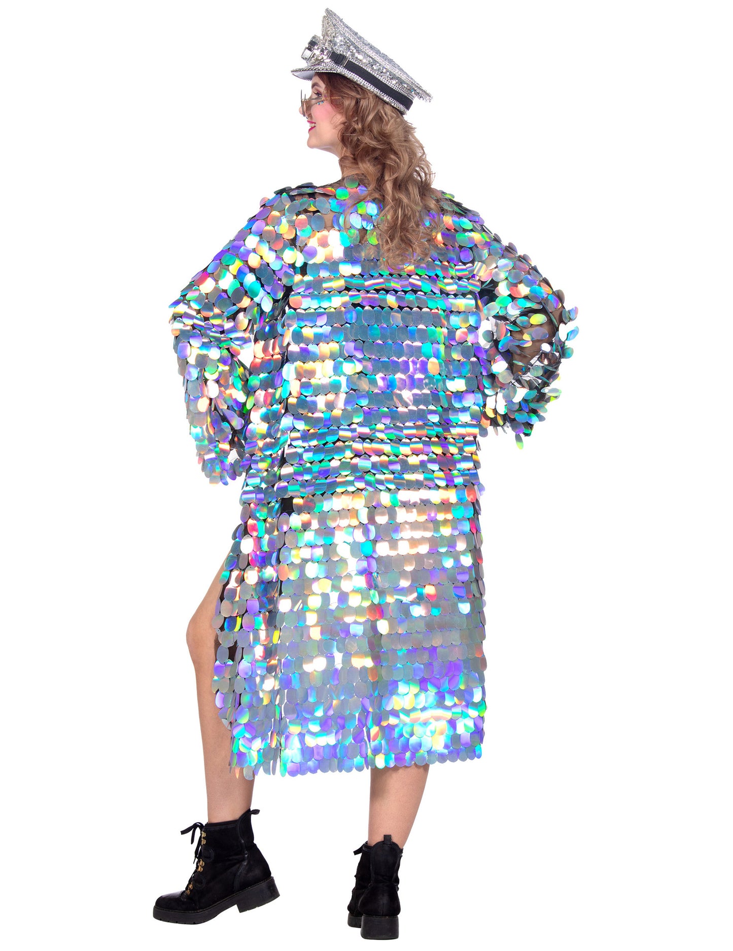 Luxus női hosszú kabát nagy flitterekkel