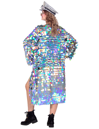 Luxus női hosszú kabát nagy flitterekkel