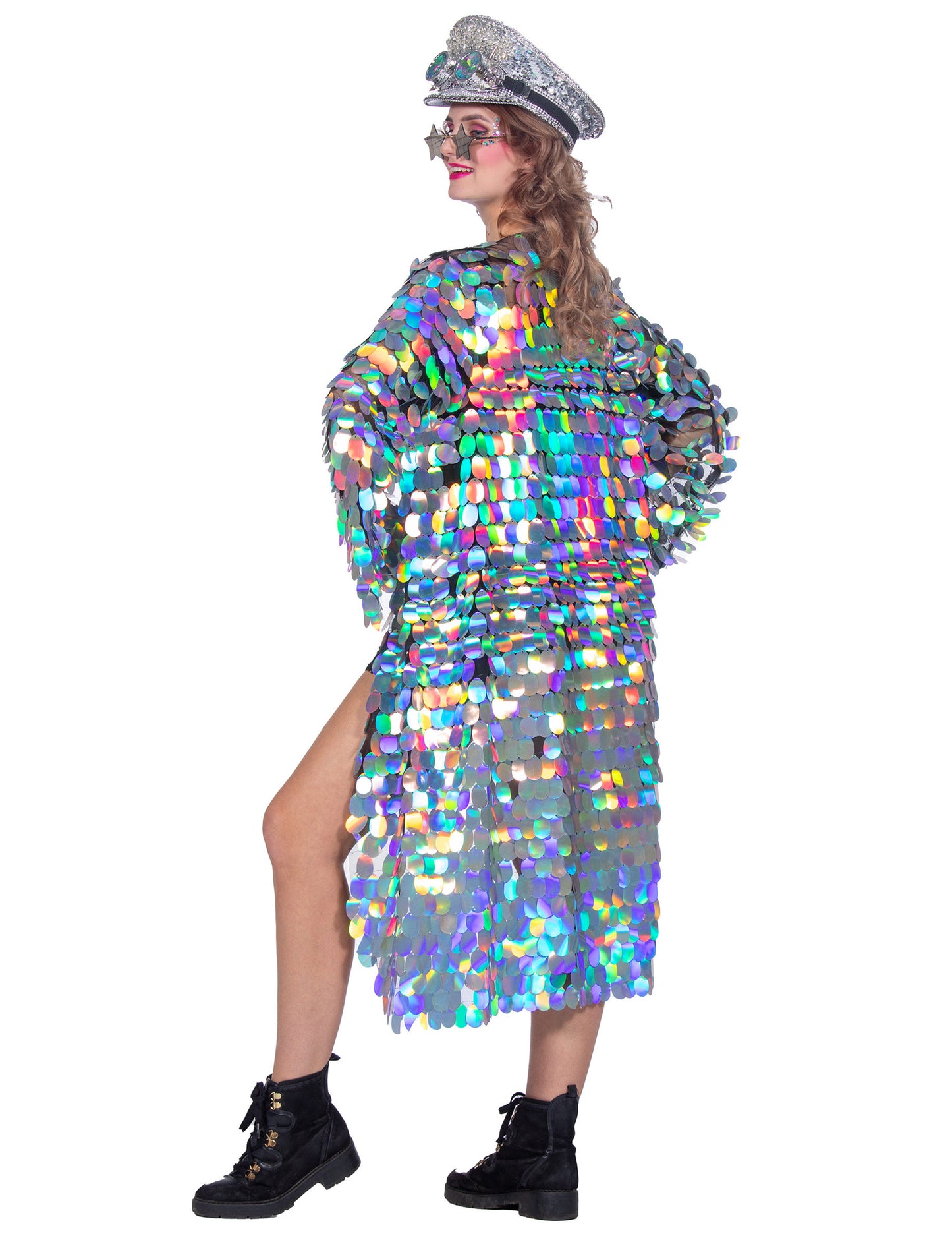 Luxus női hosszú kabát nagy flitterekkel