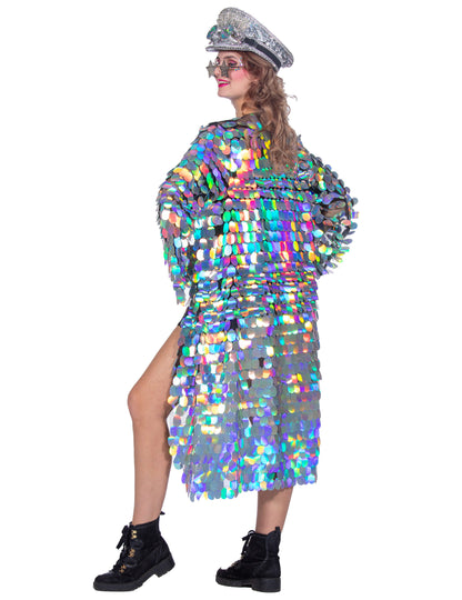 Luxus női hosszú kabát nagy flitterekkel