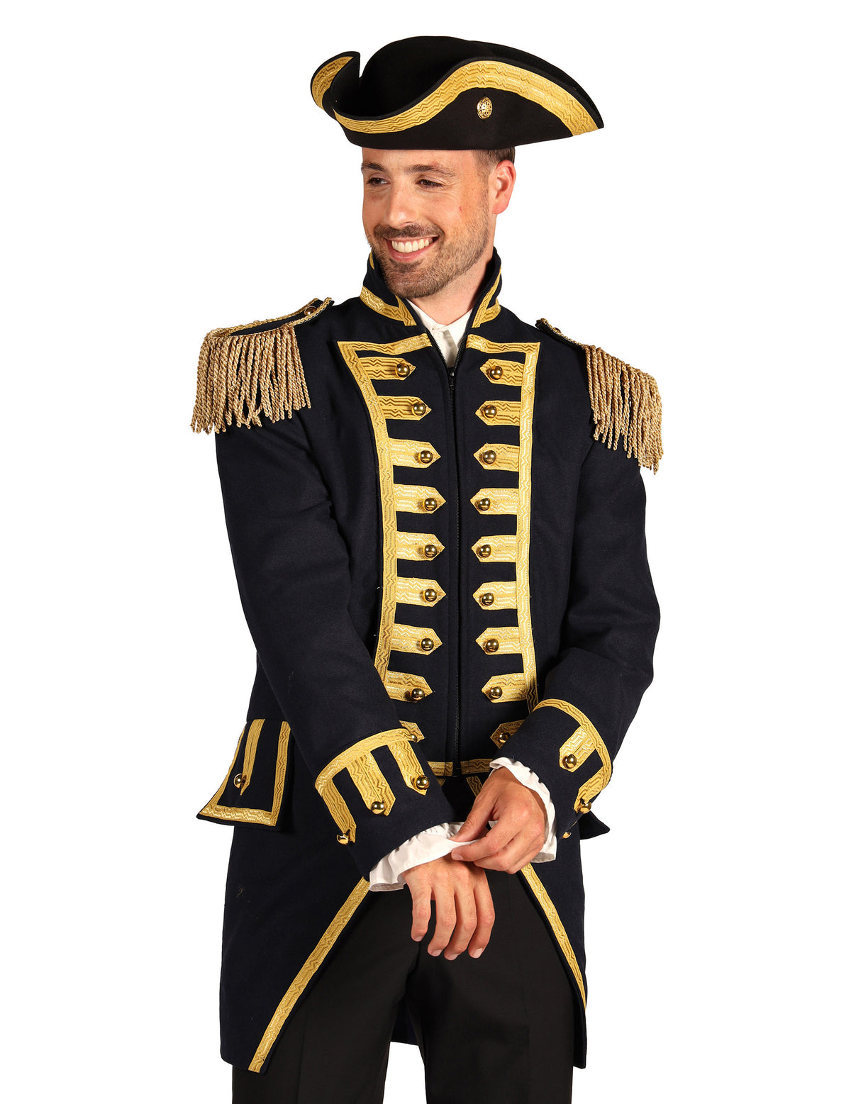 Veste militaire bataille de Waterloo bleu marine luxe homme
