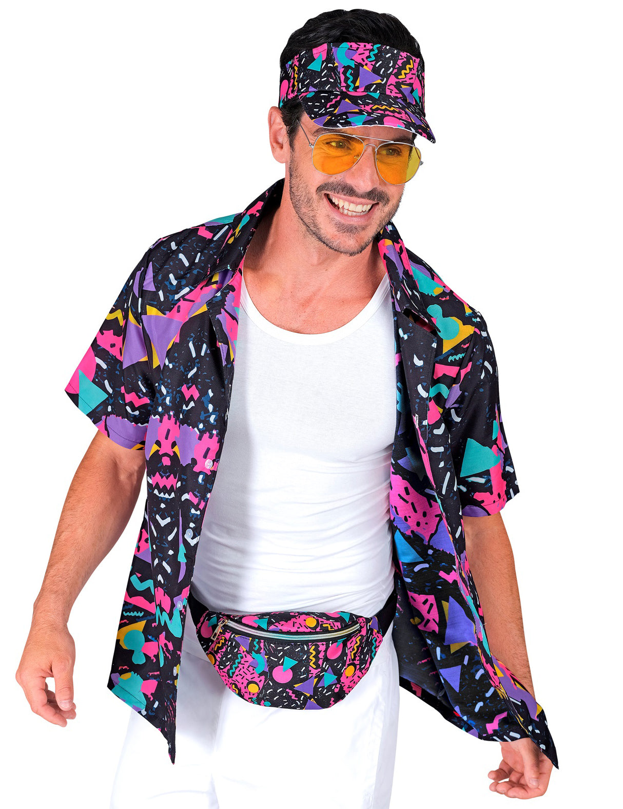 Felnőtt fekete 90-es évekbeli mintás napellenző és banán