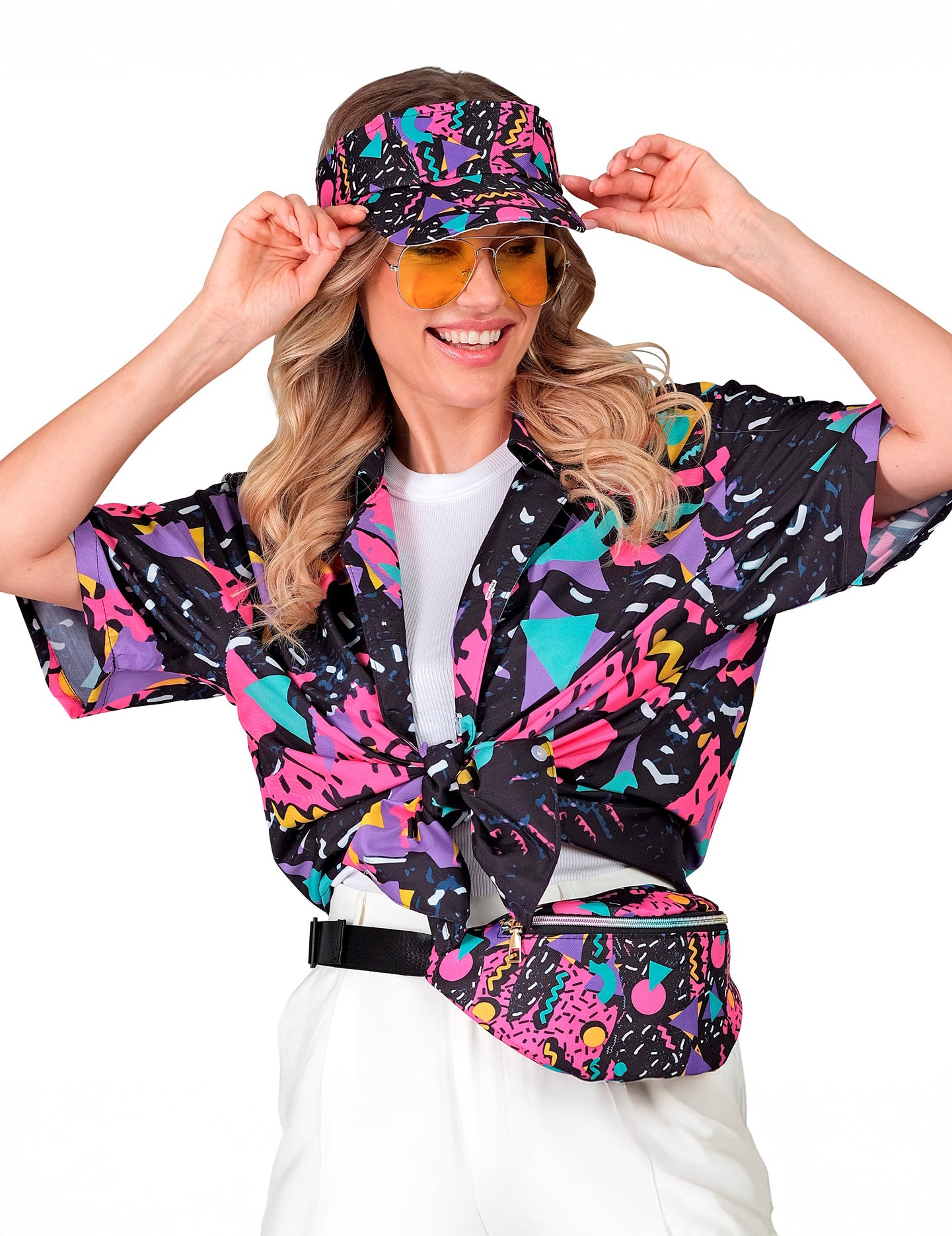 Felnőtt fekete 90-es évekbeli mintás napellenző és banán