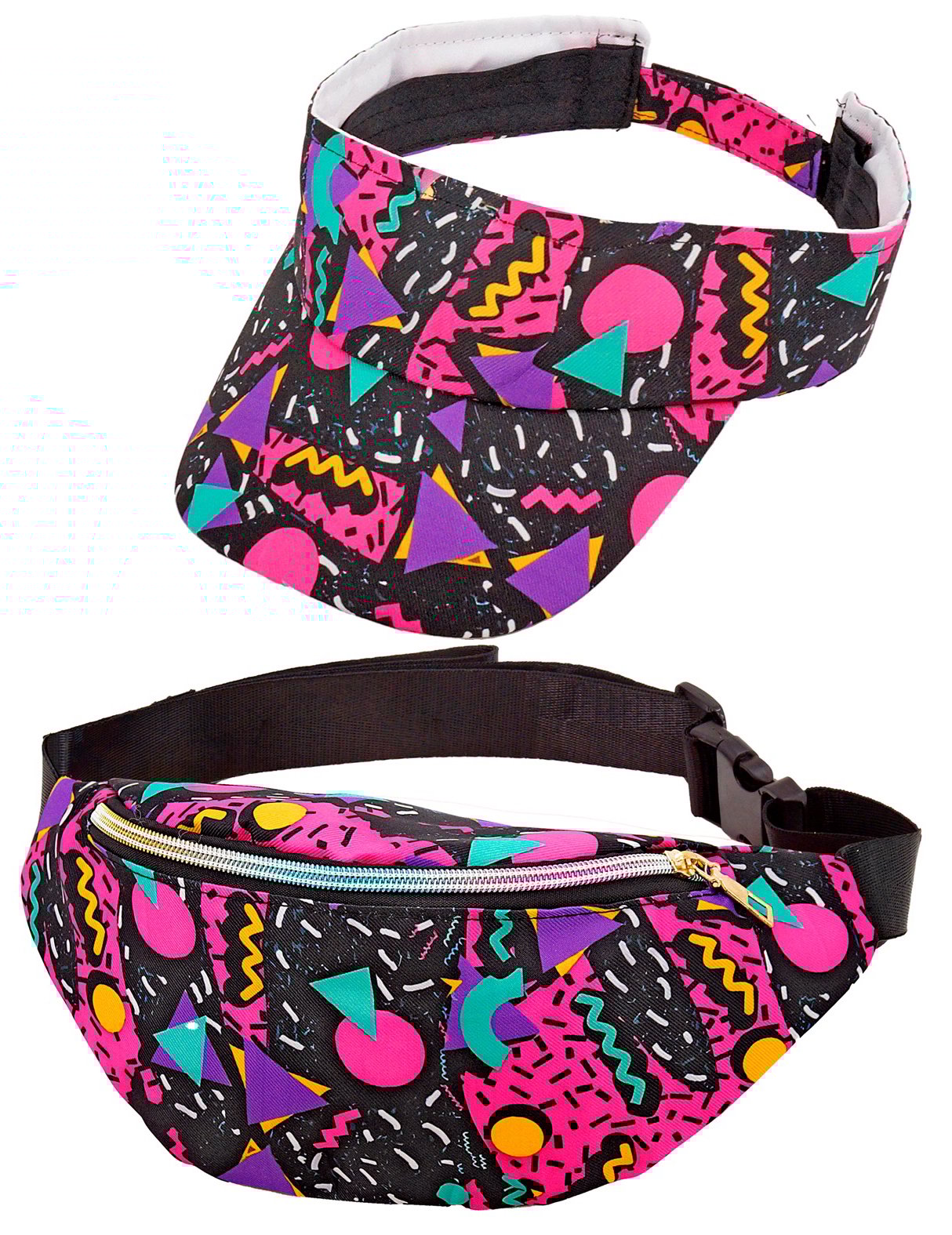 Felnőtt fekete 90-es évekbeli mintás napellenző és banán