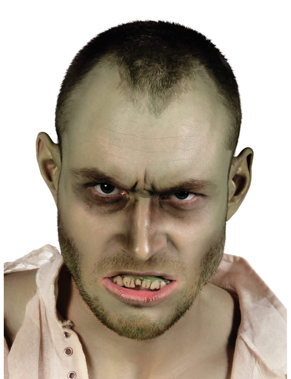 felnőtt halloween-i zombis műfogsor zöld ínyének részletei